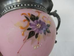Victorian Period Opaline Glass Sugar Bowl w/Silverplate Lid & Handle