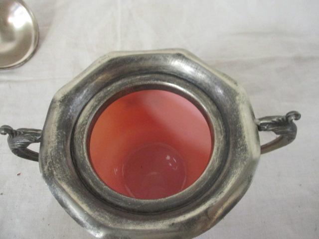 Victorian Period Opaline Glass Sugar Bowl w/Silverplate Lid & Handle