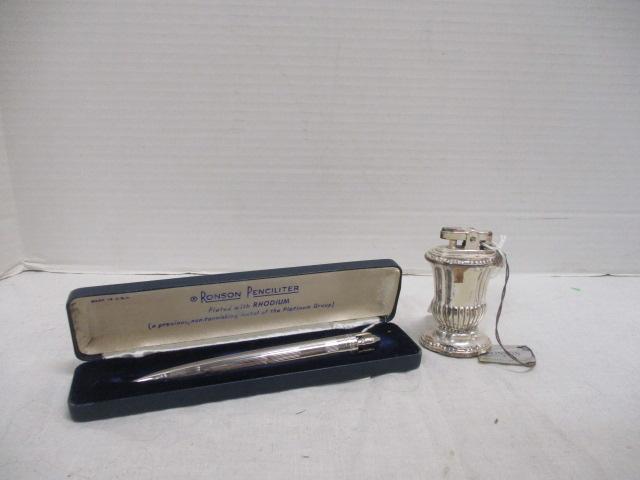 Ronson Silverplate Lighter (3") & Ronson Penciliter (6")
