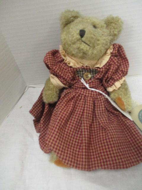 Boyds Bear Girl w/Red Dress (9"), Boyd's Bear 'Emma' (4"), &