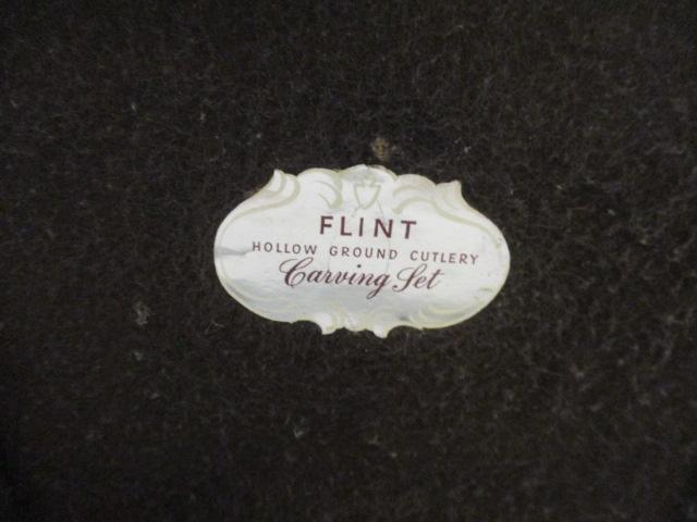 Flint Roast/Carving Set in Wood Box w/Sterling Handles