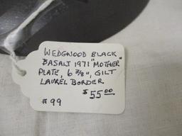 Wedgwood Black (6") Basalt 1971 'Mother' Plate w/Gilt Border