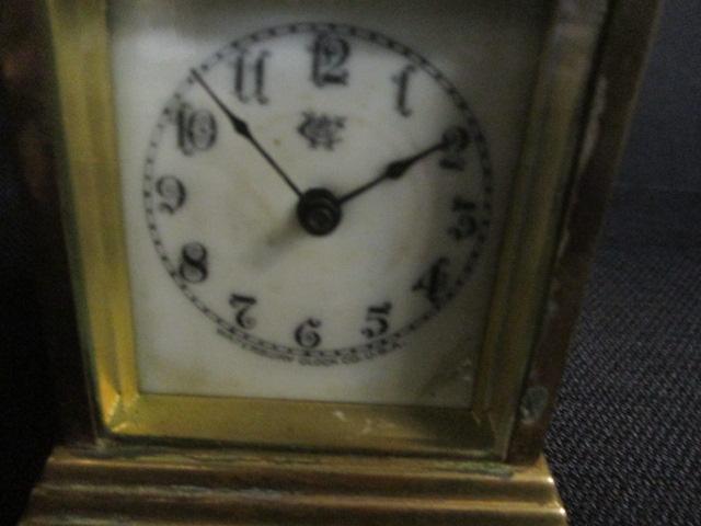 Waturbury Clock Co. Uranium Glass Face Brass Clock