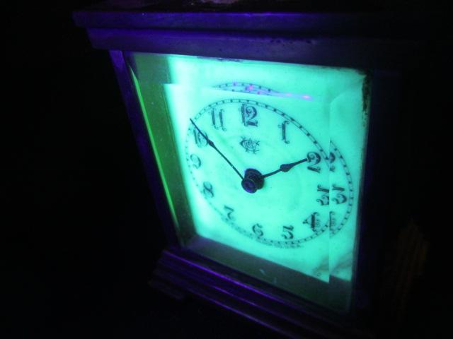Waturbury Clock Co. Uranium Glass Face Brass Clock