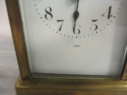 France Brass & Glass Clock w/key