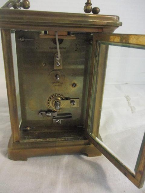 France Brass & Glass Clock w/key