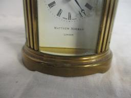 Matthew Norman London Brass Clock 11 Jewel Swiss Made