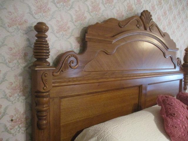 Athens Furniture Oak King Size Bed with Wood Rails