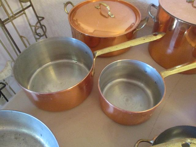 Set of Copper Cookware with Brass Handles