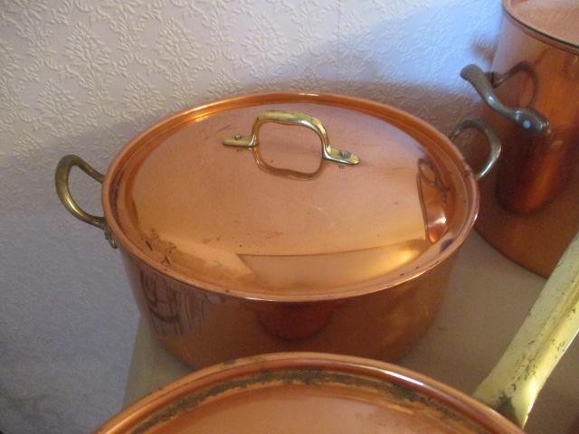 Set of Copper Cookware with Brass Handles