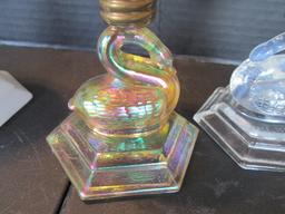 Three 1989 Heartlights Small Swan Post Oil Lamps