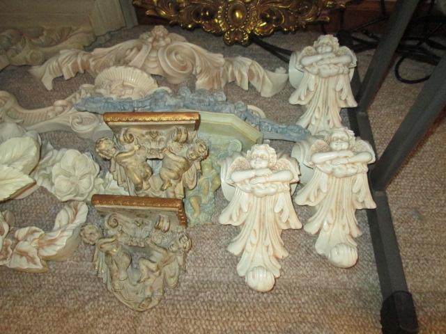 LARGE Grouping of Sculpted Wall Swags, Display Shelves and Swag Holders