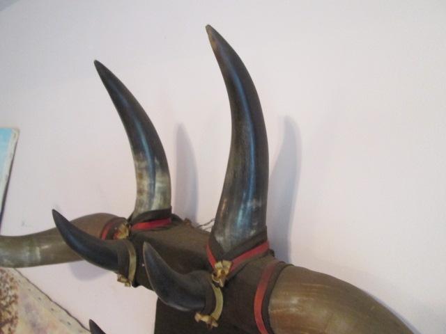 Vintage Unique Steer Horn Hat Rack Wall Hanging