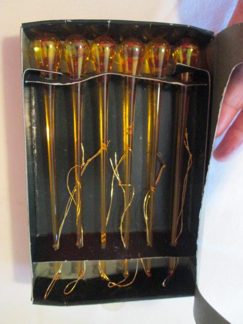 Nine Sets of Colored Glass Icicle Ornaments/Prisms in Original Boxes