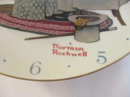 Norman Rockwell "Gaily Sharing Vintage Times" Quartz Porcelain Plate Clock