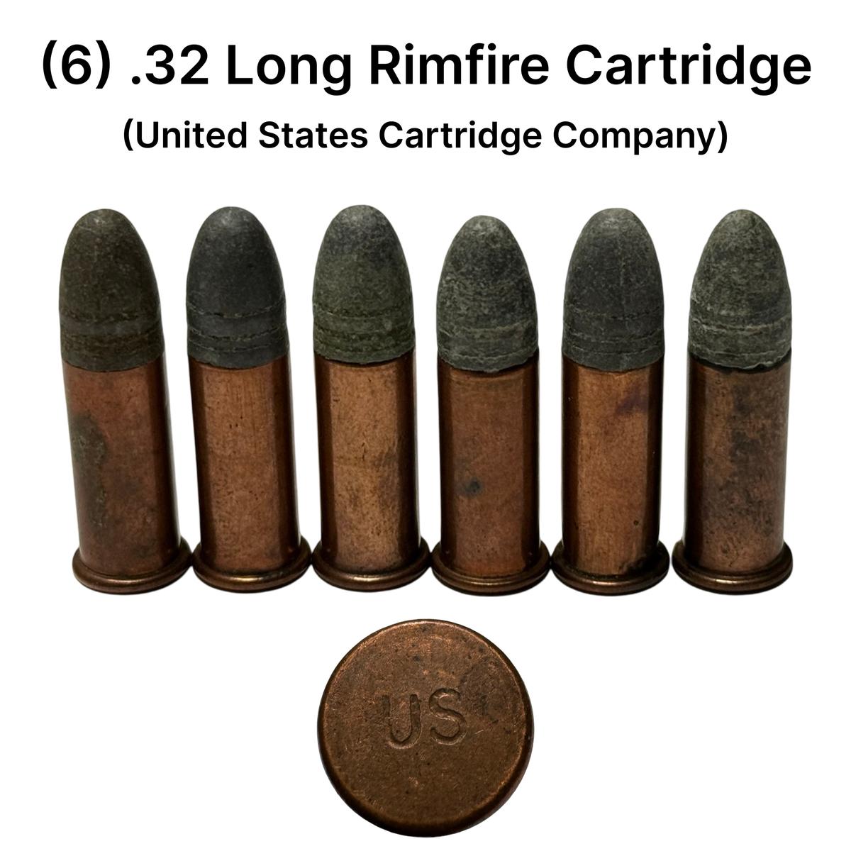 6rds. of .32 LONG Rimfire Ammunition by the United States Cartridge Company