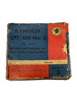 NIB 5rds. of Kynoch .577/.500 No. 2 Express Blackpowder Ammunition