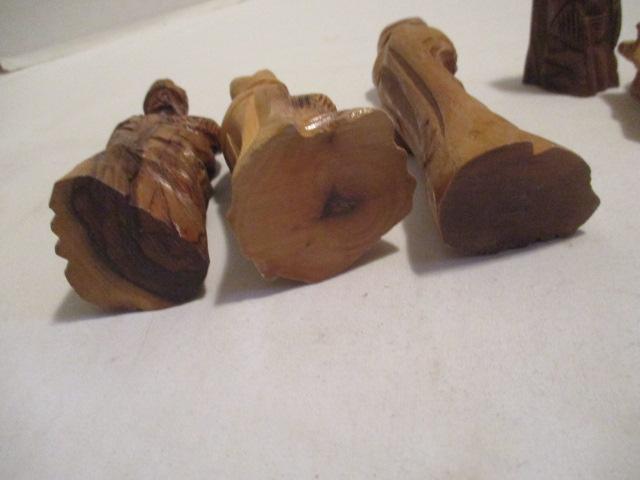 Carved Wood Nativity Figure Set