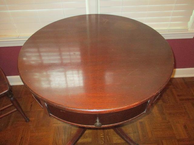 Antique Drum Table with Drawer