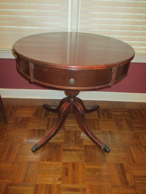 Antique Drum Table with Drawer