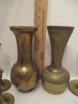 Brass Candlesticks and Vases