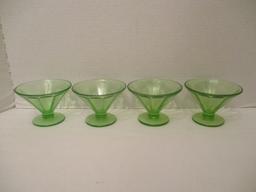 Four Federal Glass Uranium Glass Sherbets