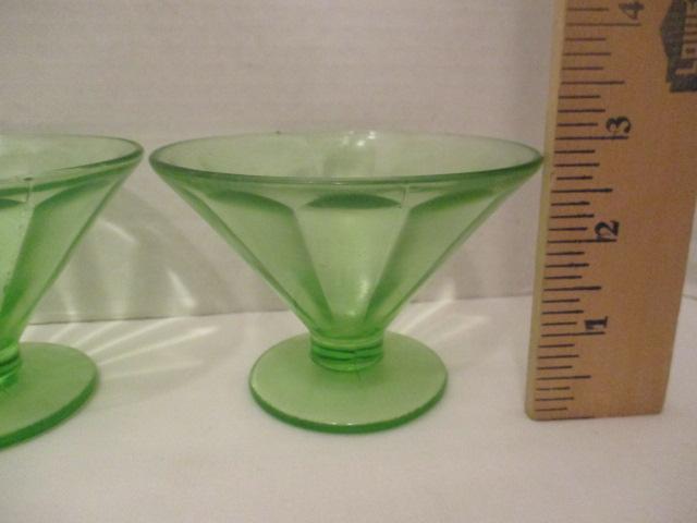 Four Federal Glass Uranium Glass Sherbets