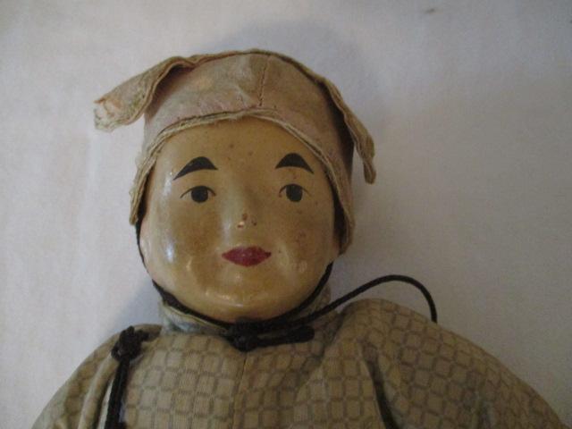 Antique Asian Doll, Slipper, and Hat