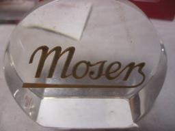 Moser HiBall Glass in Box & 2 Art Glass Moser Paperweights?