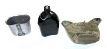 WWII 1942 US F.E. Co. Black Painted Enamel USMC Canteen with Cup and Cover 