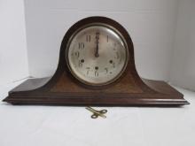 Vintage Seth Thomas Mahogany 8 Day Mantle Clock with Burlwood Accents
