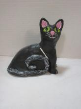 Handpainted Terra Cotta Cat Figure