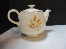 Midcentury Wheat Pattern Porcelain Teapot