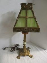 Antique Slag Glass Victorian Lamp
