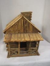 Circa 1950's Handmade Model Log Cabin with Porch