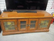 Media Console with Slate Tile and Glass Doors