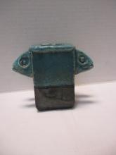 Signed Studio Pottery Vase with Fish Head Handles