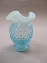 Fenton Blue Opalescent Hobnail Bud Vase 3 !/2"
