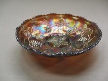 Vintage Fenton Carnival Glass "Grapevine " Pattern Candy Dish 8"w