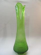 1960's Nubby Butt Green Swung Glass Vase 28"