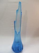 Vintage Blue Swung Glass Vase 26"