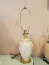 Aladdin Pink Alacite Floral Design Lamp with Light in Body