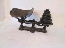 Vintage Cast Metal Balance Scale with Weights