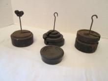 Vintage Hanging Cast Metal Balance Scale Weights