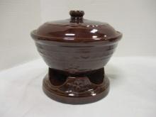 Midcentury Marcrest Daisy and Dot Brown Stoneware Covered Casserole Set