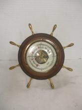 Jason Brass and Wood Ship's Wheel Desk Barometer