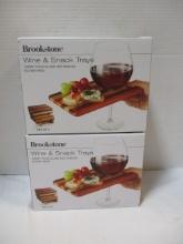 2 New Old Stock Brookstone Wine and Snack Trays