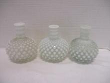 3 Fenton Hobnail Opalescent Moonstone Perfume Bottles