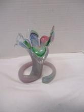 Art Glass Murano Style Standing Flower
