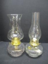 2 Clear Glass Oil Lamps (PR)